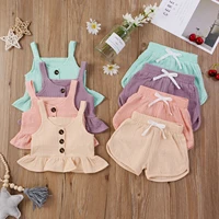 childrens clothes middle and small childrens suspender top shorts cute two piece childrens suit girls clothes