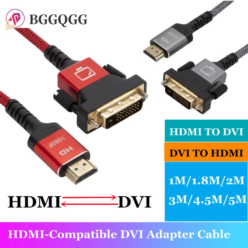 Cable HDMI 1080P 3D DVI a HDMI, adaptador de 24 + 1...