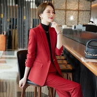 2022 autumn winter formal ladies red blazer women business suits with sets work wear office uniform 5xl size pants jacket