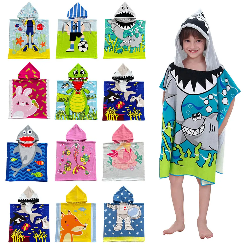

Kids Bath Towel Cape Quick Dry Hooded Bathrobe Microfiber Drying Beach Fastdry Bathroom Hair Children's Robe Home Textile Garden
