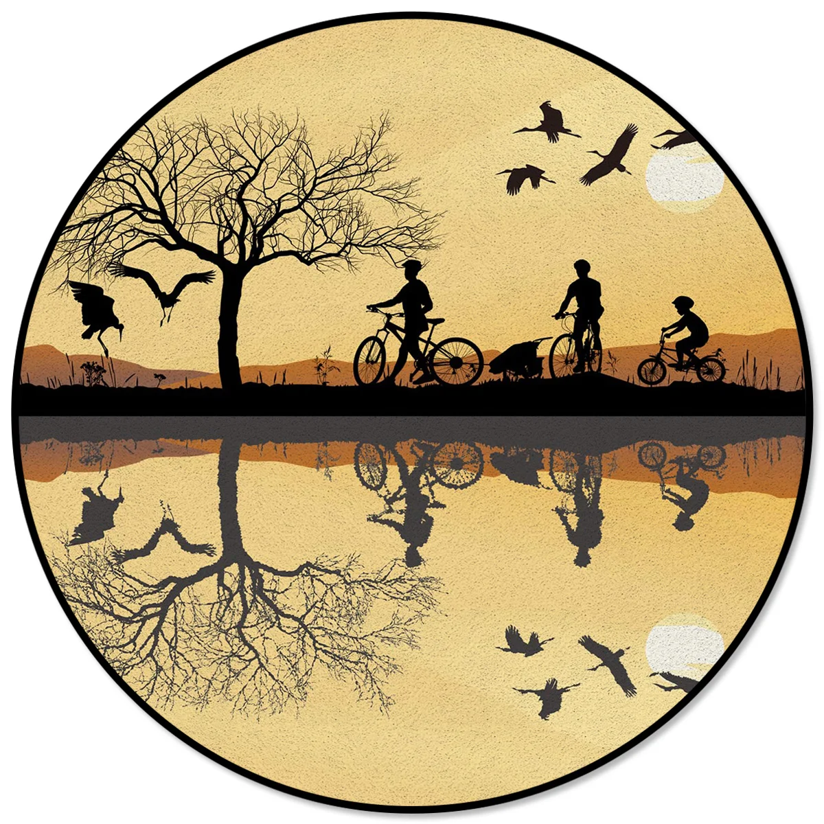 

Bicycle Travel Lakeside Birds Circle Rug Area Rug Large Carpets For Bed Room Rugs And Carpets For Home Living Room Bedroom Decor
