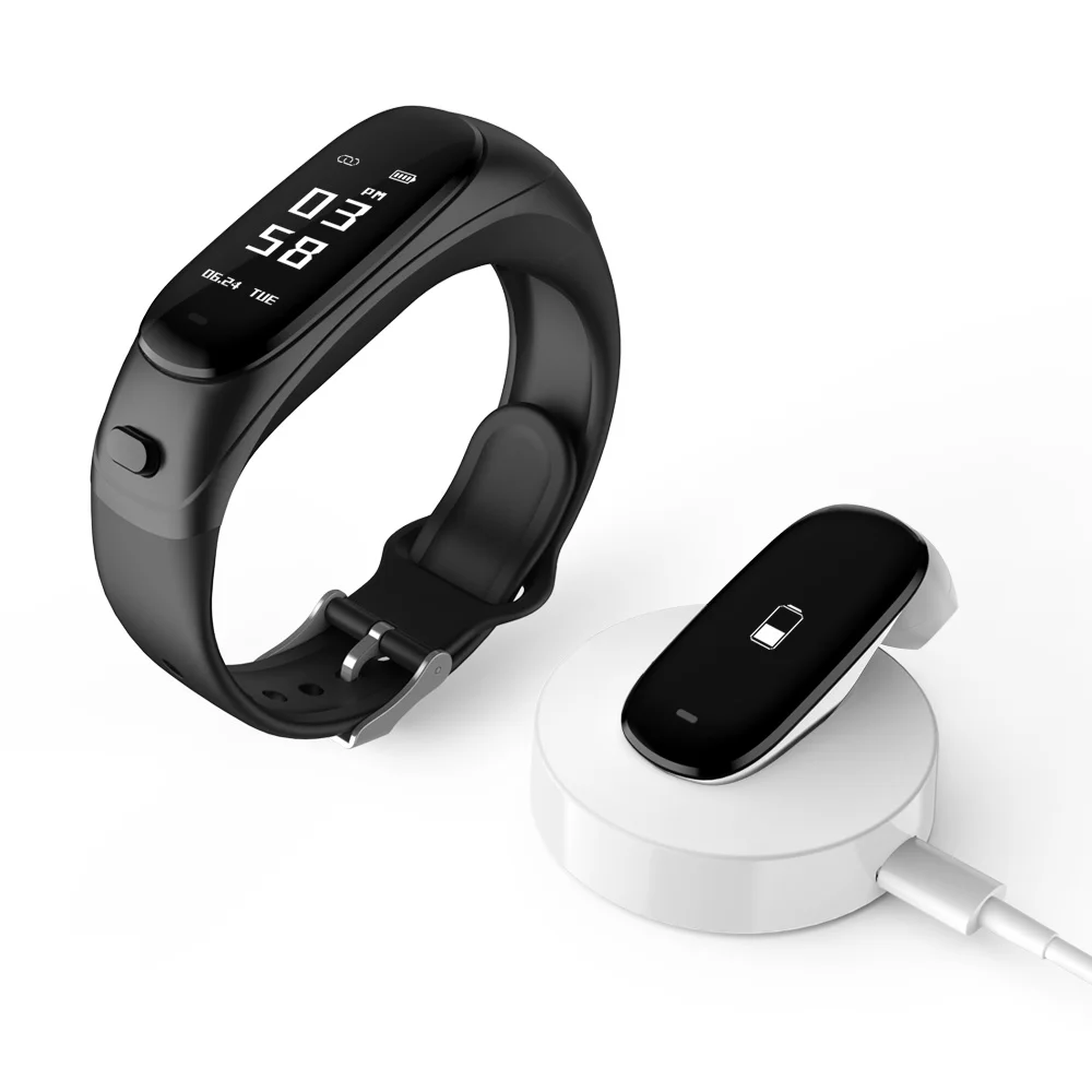 

New V08 Smart Bracelet 2 In 1 Portable Bluetooth Earphone Blood Pressure Monitor Fitness Trackor Wristband Heart Rate For Apple