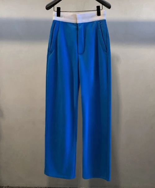 

Autumn Winter NEW Brand Luxury Design Elastic High Waisted Straight Pants Fashion Classicn Letter Wide Leg Pant Women A2