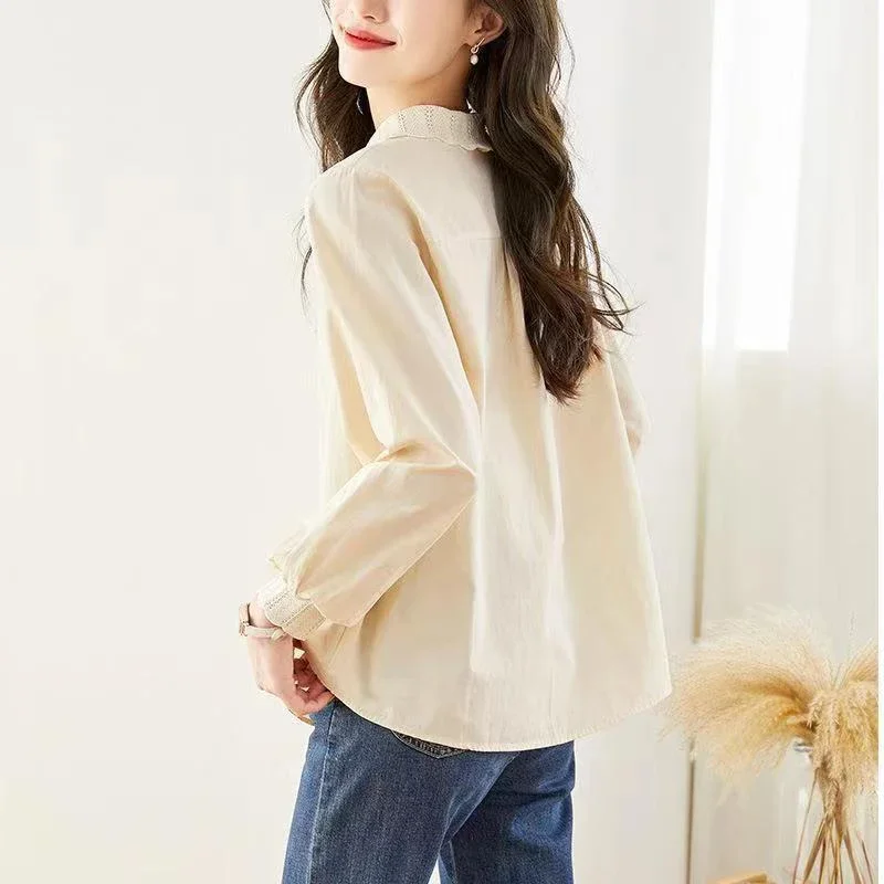 Осенний элегантный модный однотонный Стильный Нежный Топ с воротником Питер Пэн