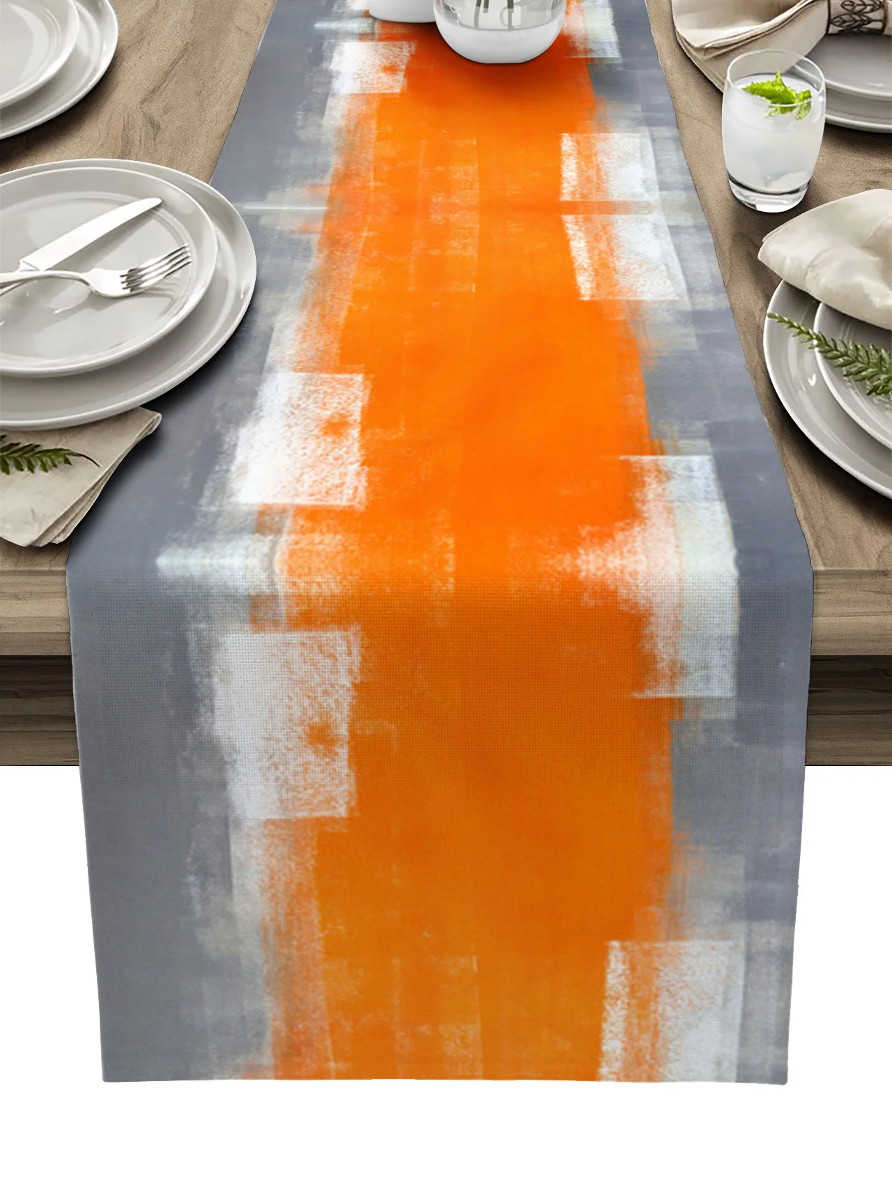 

Оранжево-серая абстрактная картина маслом текстура настольная дорожка свадебное украшение искусственный Декор хлопчатобумажная льняная ...