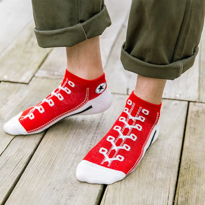 1 pair Of Funny Shoe Print Socks Fashion Harajuku Style Hip Hop Cute Fashion Soft Womens Slippers And Socks