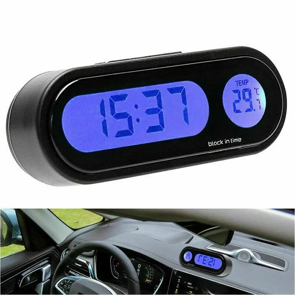 

Car Mini Electronic Clock Watch Auto Dashboard Thermometer Black Digital Car Display Clocks Luminous Styling Accessori F7q6