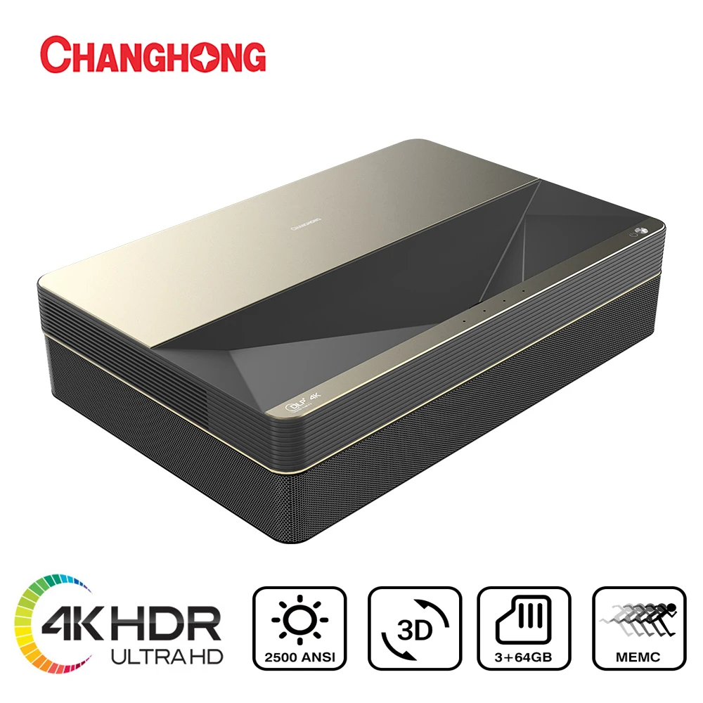 

Changhong B7U 4K Laser Projector Ultrashort Focus 2500ANSI Lumens Support 3D Home Theater 4K UHD Android Projector with MEMC