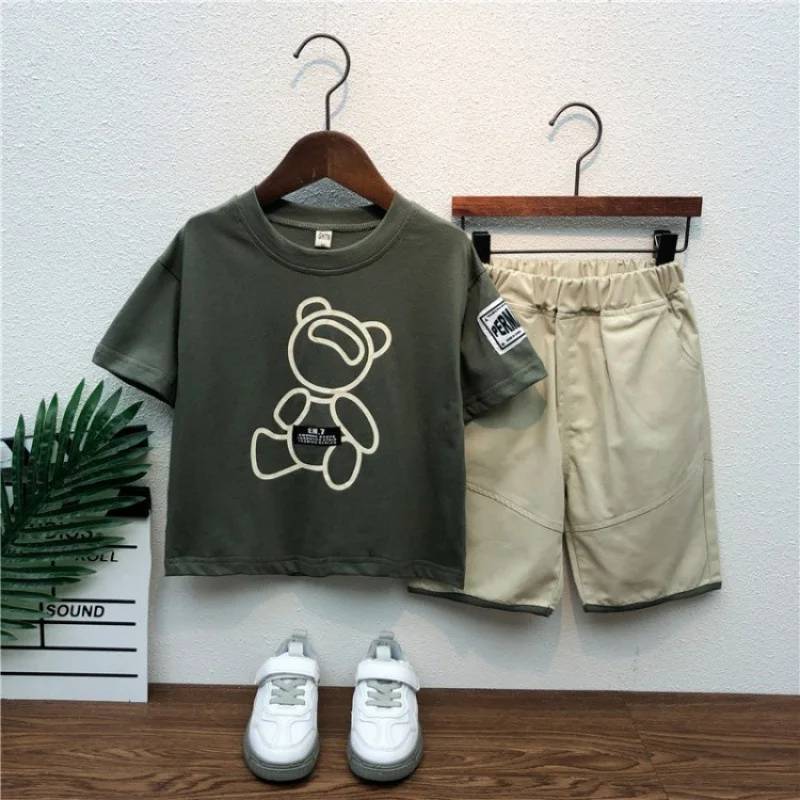 

Children's clothing children's suit girls children's solid color T-shirt short-sleeved shorts summer two-piece set