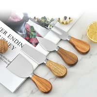 4 piecesset cheese knife set cutlery cheese stainless steel knives wooden handle butter knife spatula and fork