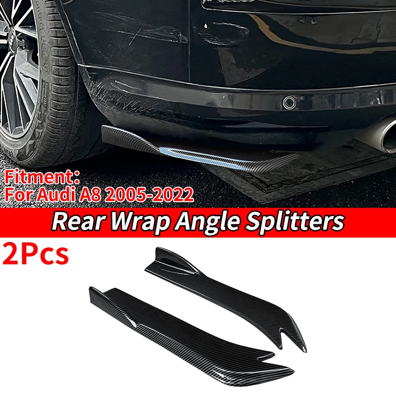 

Car Rear Bumper Splitters Aprons Trunk Lip Spoiler Canard Wing Diffuser Wrap Angle Protector ABS Carbon For Audi A8 2005-2022
