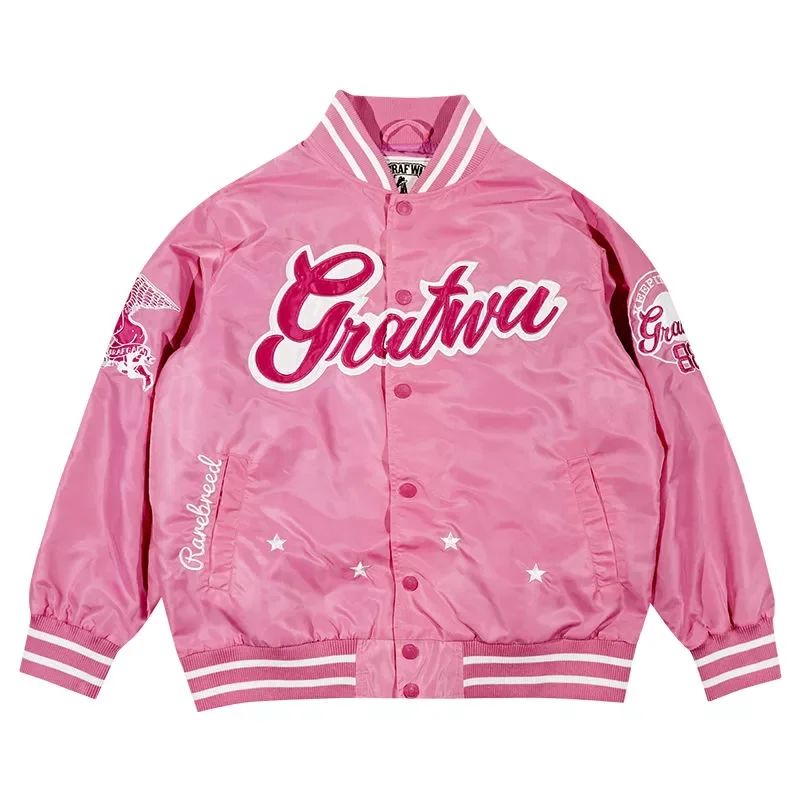 

New American retro style plus cotton thick baseball uniform Trend jacket female students winter Harajuku loose cotton coat ins