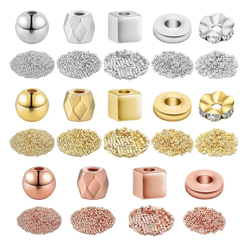 

4100 шт., искусственные бусины, бусины для ожерелья, 3 цвета и 5 стилей