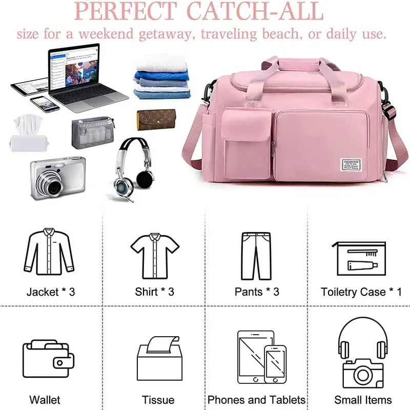 Fashionable Waterproof, Lightweight Portable Gym Duffel Bag: Large Capacity, Travel Overnight Sport Bag Perfect for Weekender Sp