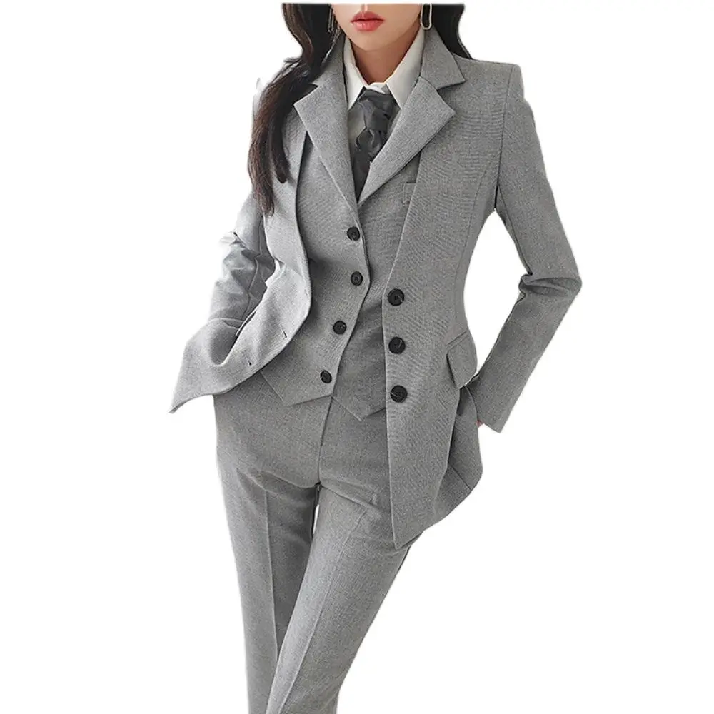 High quality office suit, women's work clothes, OL pants set, formal business 3-piece set (coat+vest+pants)
