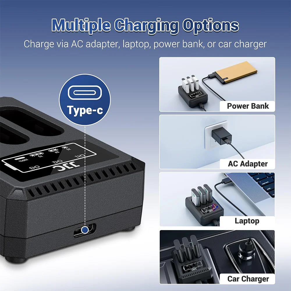 Фото Зарядное устройство JJC USB Type-C для аккумулятора Ricoh GR IV HDF GRIV GR4 Monochrome, зарядное устройство для аккумулятора Ricoh GR4 DB-120, аксессуары для Ricoh GR IV №5