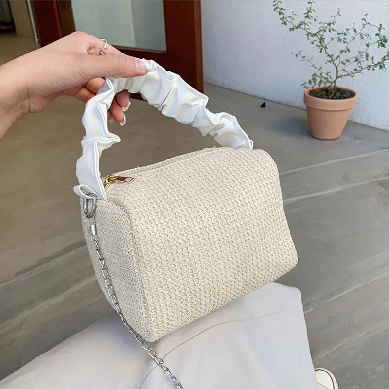 

Popular Casual Shoulder Bag 2021 New Small Straw Crossbody Bags For Women Chain Strap Cross Body Lady Fashion Handbags