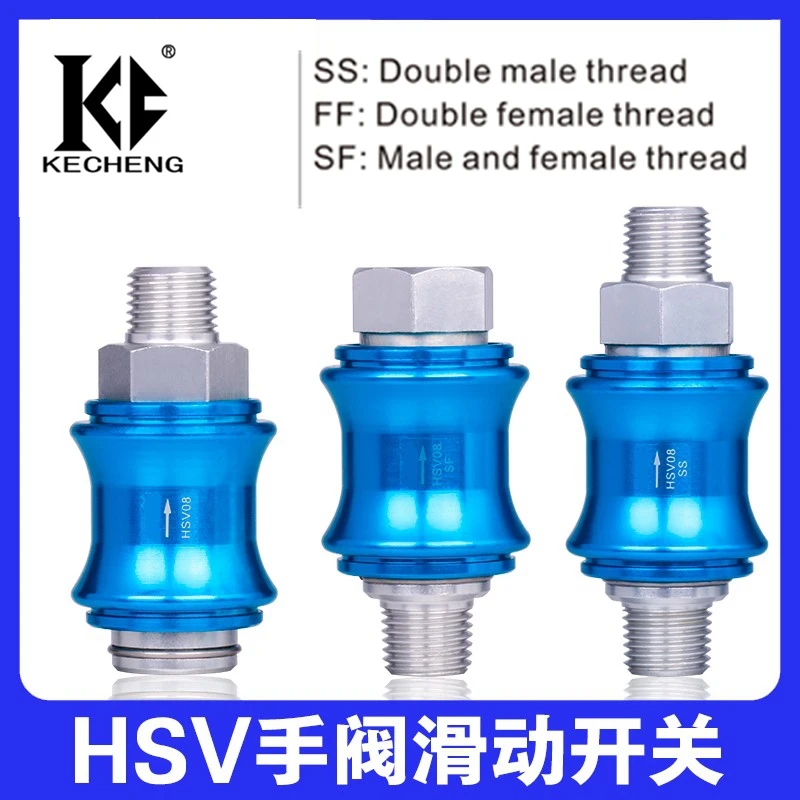 

Airtac type Hand slide valve connector HSV- 06 08 10 15 SS FF SF Double malethread Double female thread Double external thread