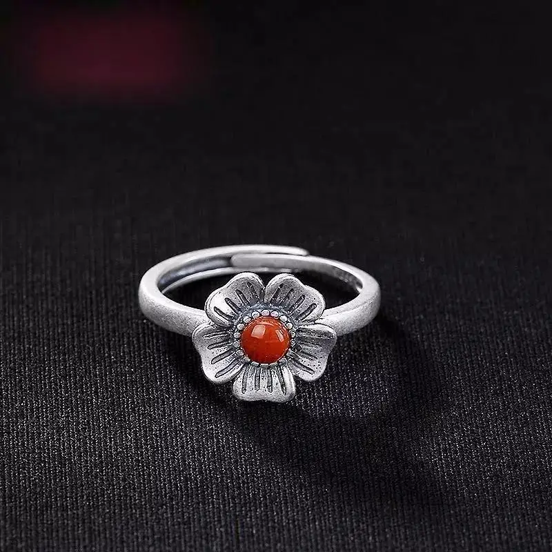 

Vintage Fashion Personality Plum Blossom Ring Unisex Elegant Temperament Open Ring Banquet Jewelry Accessories Gift