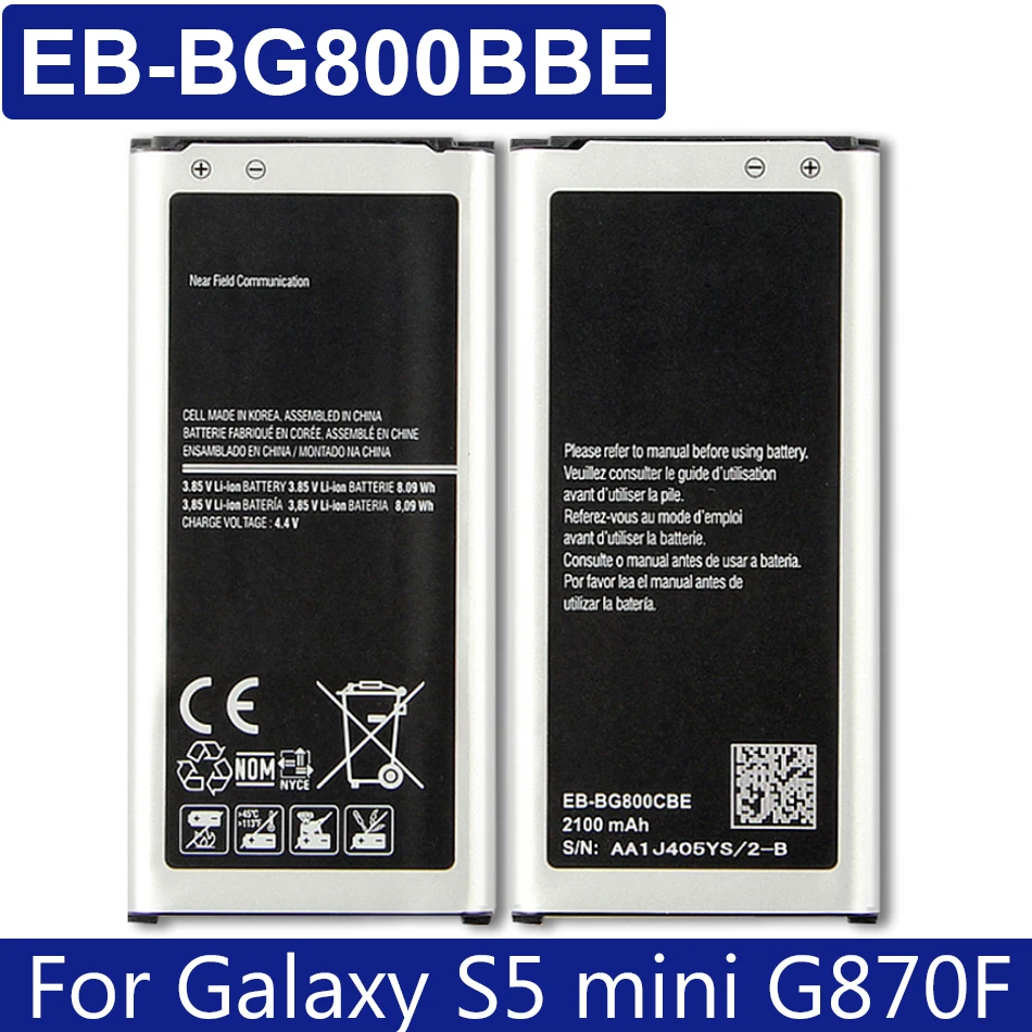 

EB-BG800BBE аккумулятор для Samsung Galaxy S5 Mini G800F G800H batteia 2100mAh с трековым кодом