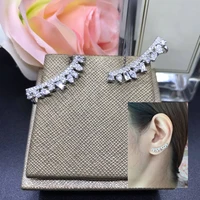 huitan fashion luxury cubic zirconia stud earrings for women cartilage ear cuff earrings modern girl accessories wedding jewelry