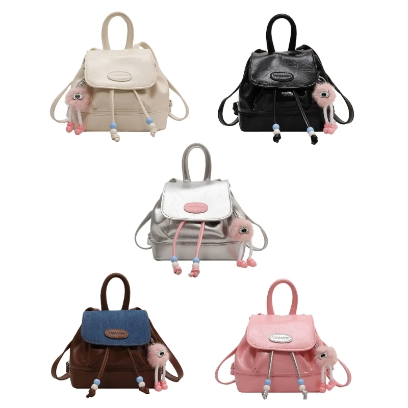 

Модный школьный рюкзак из искусственной кожи, дорожный рюкзак, маленький рюкзак с застежкой на шнурке для женщин, Прямая