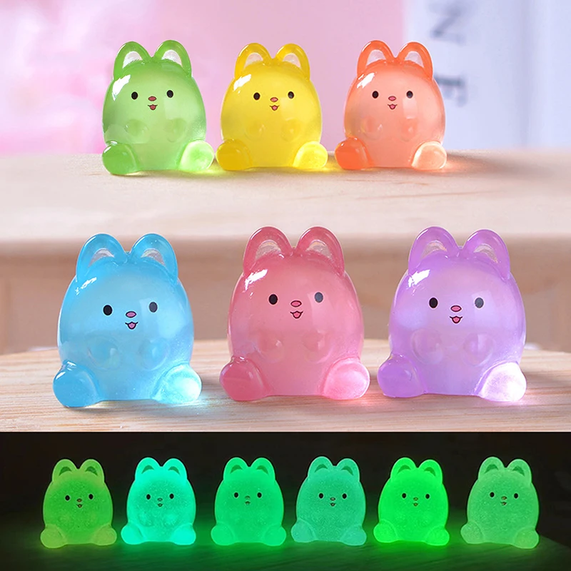 Фосфоресцирующие миниатюрные фигурки кроликов из смолы светящиеся животных МХ