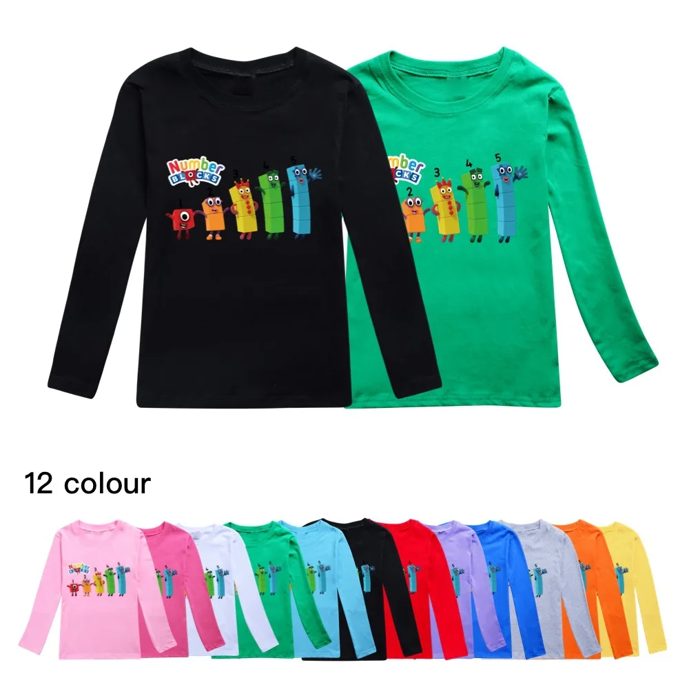 

Детская одежда с милыми цифрами, Детская осенняя модная футболка, пуловер с мультяшным рисунком для маленьких мальчиков и девочек, повседневные топы с длинным рукавом