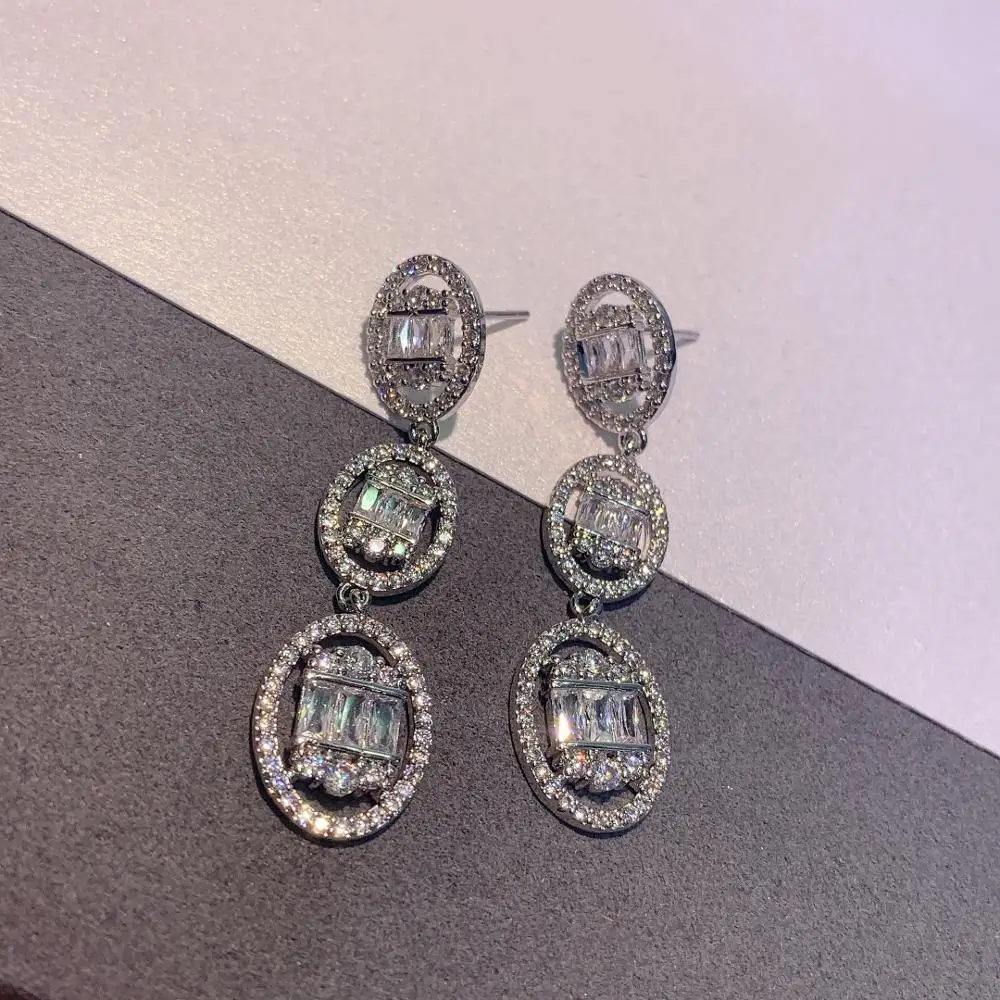 

Fashion High Quality Cubic Zirconia Drop Earrings for Wedding Women Bridal Waterdrop Earring Statement Fashion Jewelry E-853