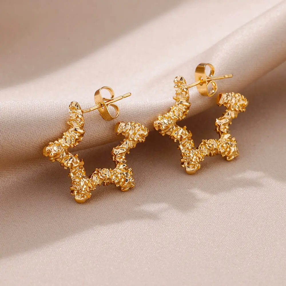 

Luxury Star Stud Earrings For Women Gold Color Stainless Steel Earring 2023 Trending Cute Wedding Couple Jewelry aretes mujer