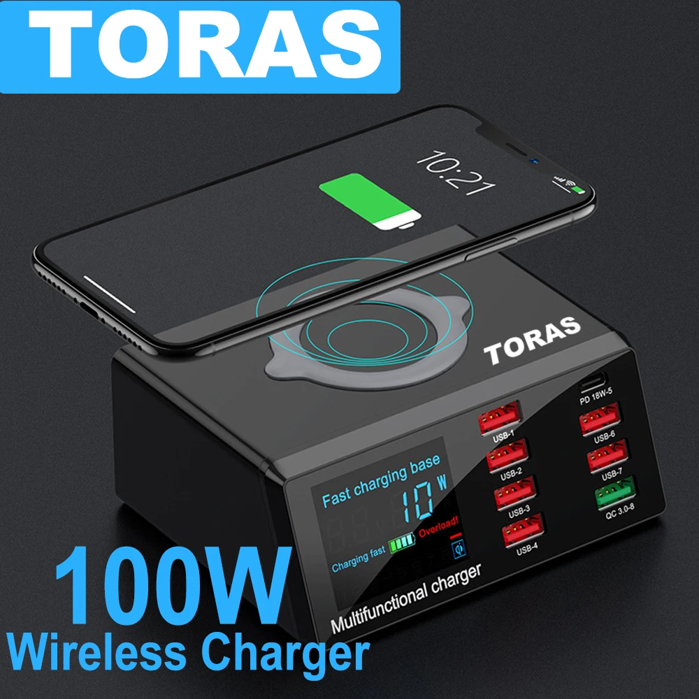 

100W Qi Wireless Charger For iPhone 13 12 11 Pro Xs Max Mini X Xr Induction Fast Wireless Charging For Samsung s8 s9 s10 note
