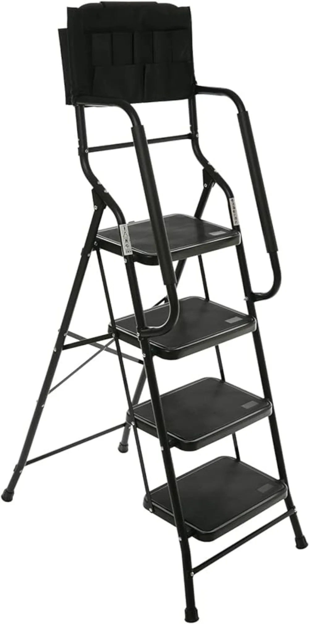 

WiberWi 4 Step Ladder with Handrails 500 lb Capacity Step Stool Folding Portable Ladders for Home Kitchen Steel Frame with Non-S