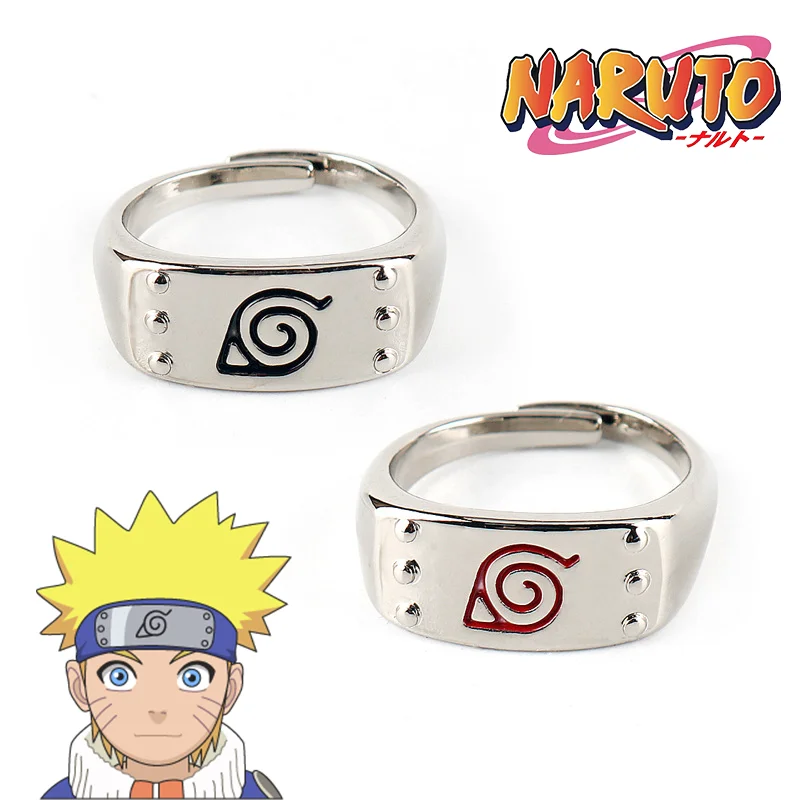 Регулируемые Открытые Кольца для мальчиков, аксессуары из сплава с рисунком удзумаки Наруто, аниме Конохи, лба, парные аксессуары