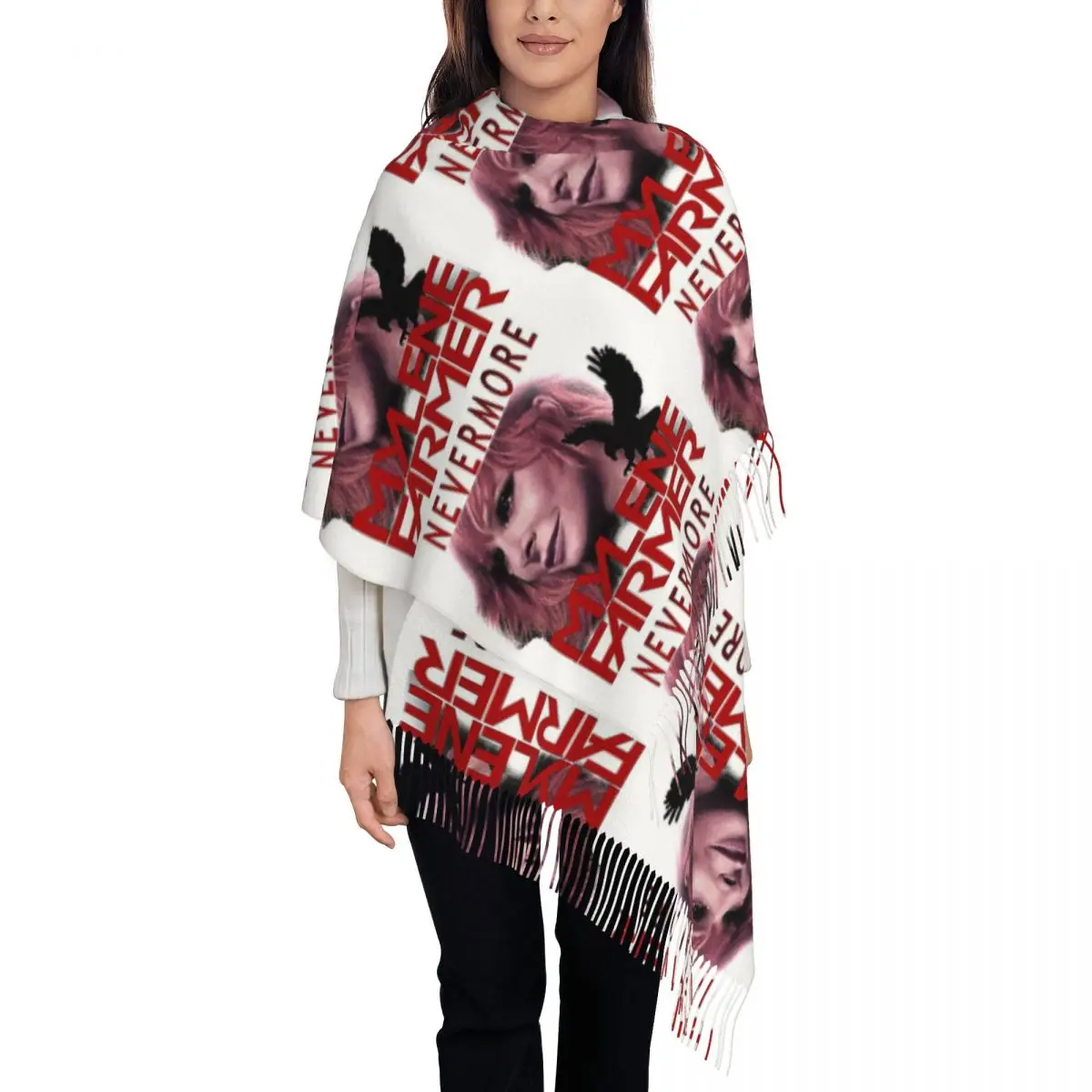 Mylene фермер шарф французской певицы шарфы с кисточками женские мягкие теплые шали