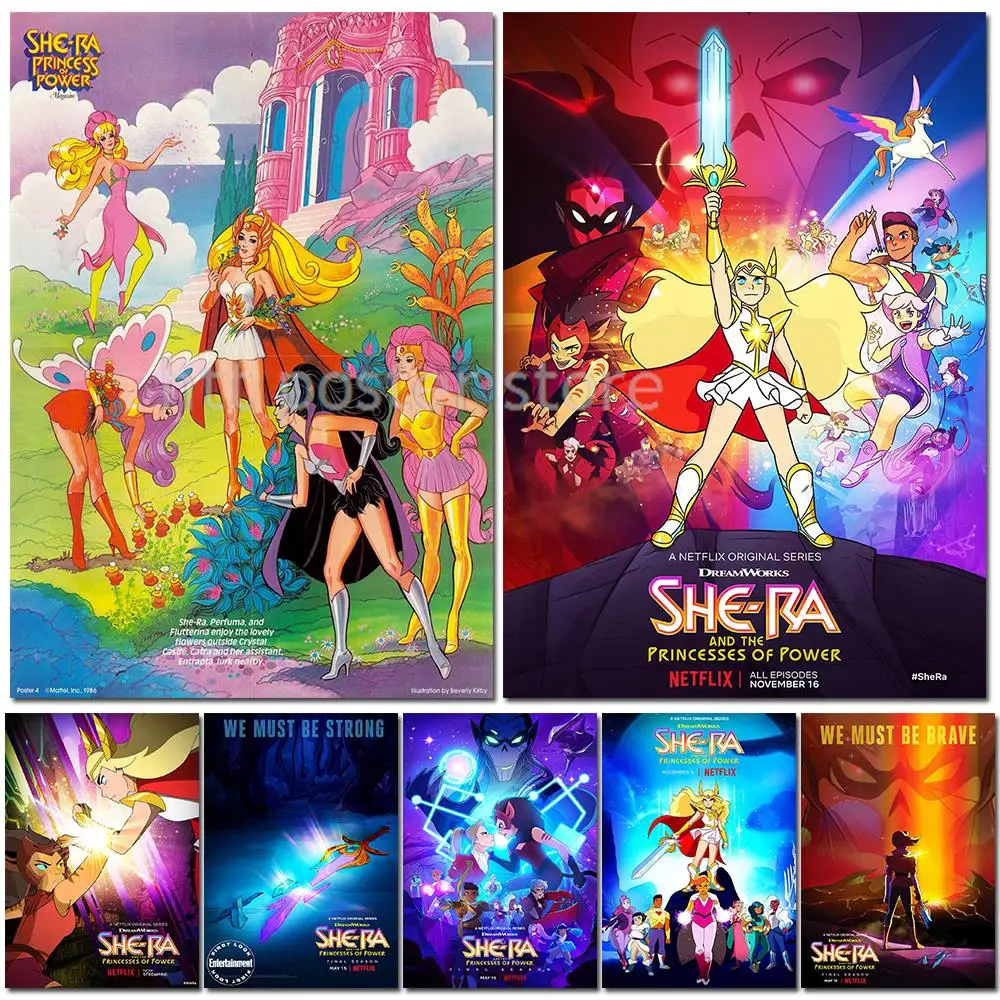 

Cartoon She Ra and The Princesses of Power Vintage Matte Kraft Paper Antique Poster Wall Sticker Home Decoration