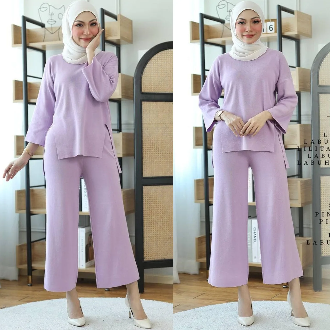 2023  Muslim Sets Muslim Fashion Abaya Islam Abaya Dubai New Middle Eastern Muslim Women's Wide-leg Pants Two-piece Set