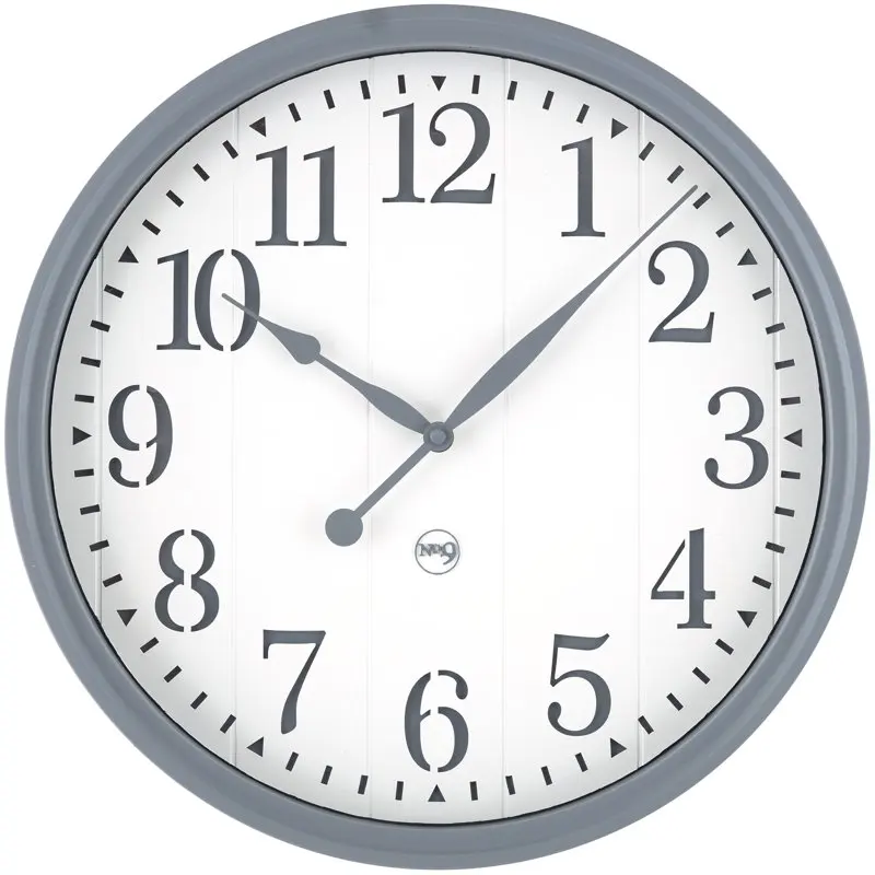 

Indoor 15" Gray and White Arabic Farmhouse Analog Wall Clock