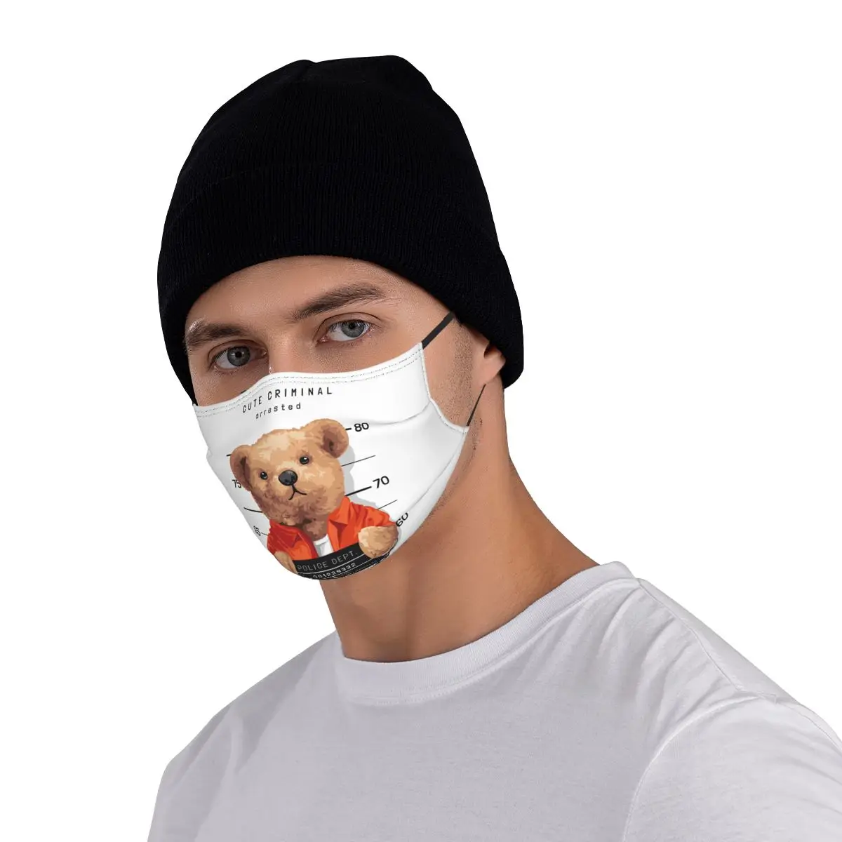 

Cartoon Bear Face Mask Cute Criminal Arrested Swag Anti-Dust Fantasy Unisex Cloth Facial Mouth Mask With Filters