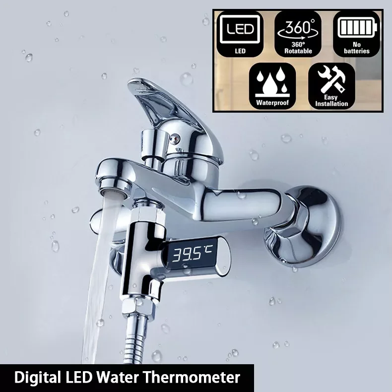 

Digital LED Display Faucet Temperature Monitor Water Temperature Meter Gauge Smart Shower Faucet for Kitchen Bathroom