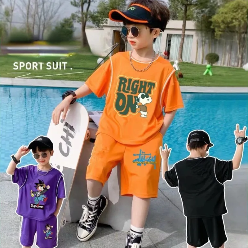 

Summer Handsome Cool Kids Boy Casual Tops Boy Clothes Children Clothing Set For T-Shirt Shorts Outfits Sports Two Piece Set