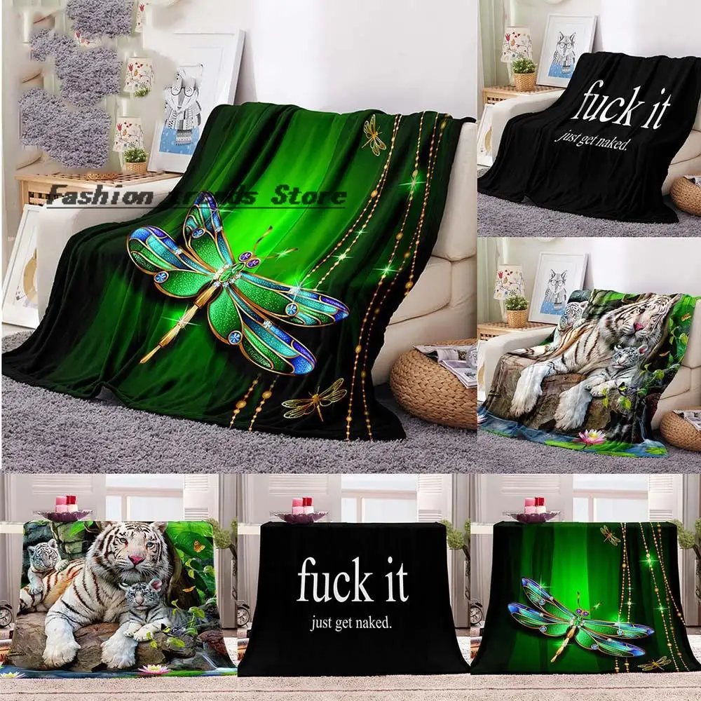 

Super Soft Plush Blanket Fleece Sofa Bed Decor 3D Dragonfly Tiger Letter Fleece Blanket Quilts Bedsure