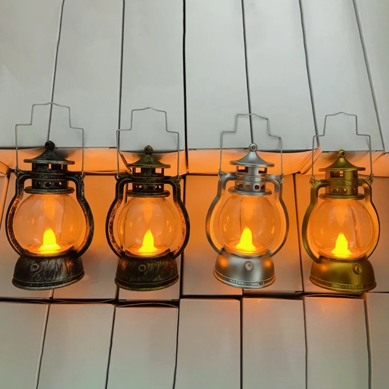 1PC Retro LED Oil Lamp Halloween Decoration Night Light Desktop Hanging Ornament For Bar Festival Party Home Decor Gifts 7 Color - купить по
