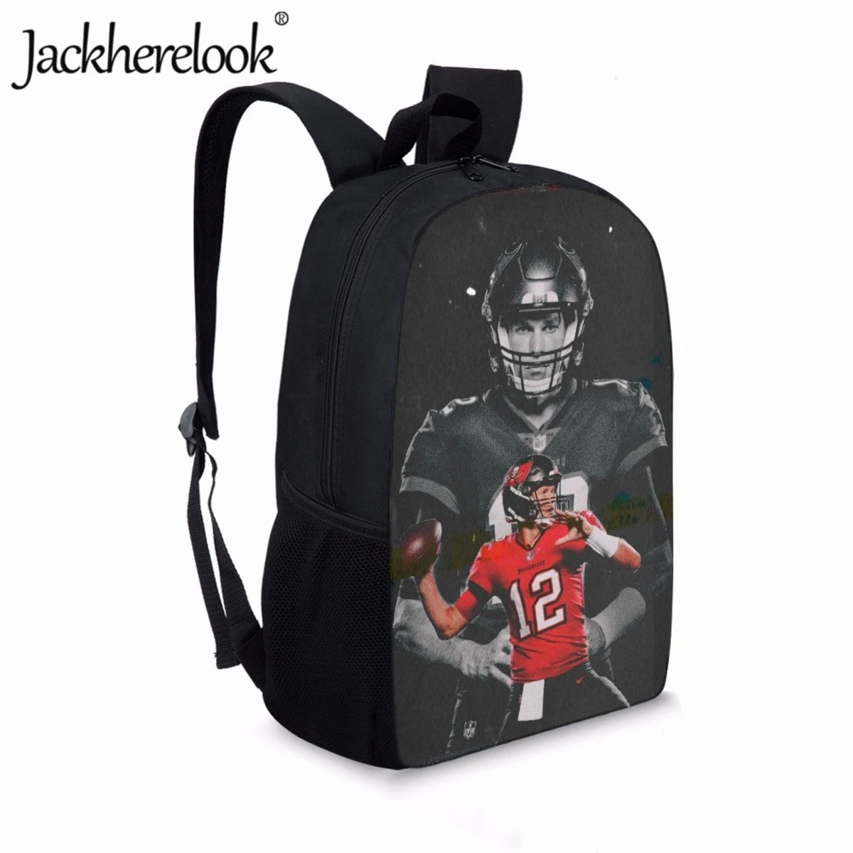 Jackherelook Rugby-Star Tom-Brady School Bags Leisure Travel Backpack for Kids Boy's Book Bags Youth Student Laptop Bag Knapsack