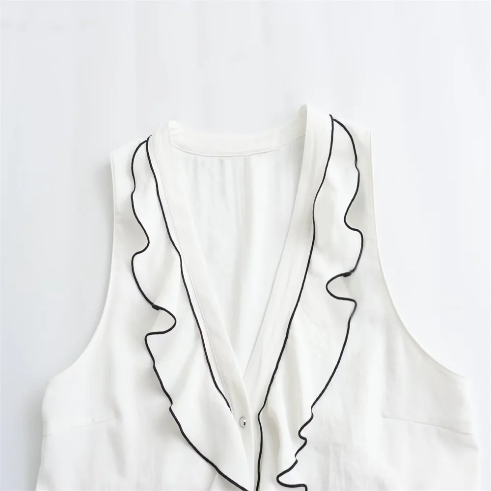 Женская Многослойная Рубашка Без Рукавов С V-образным Вырезом