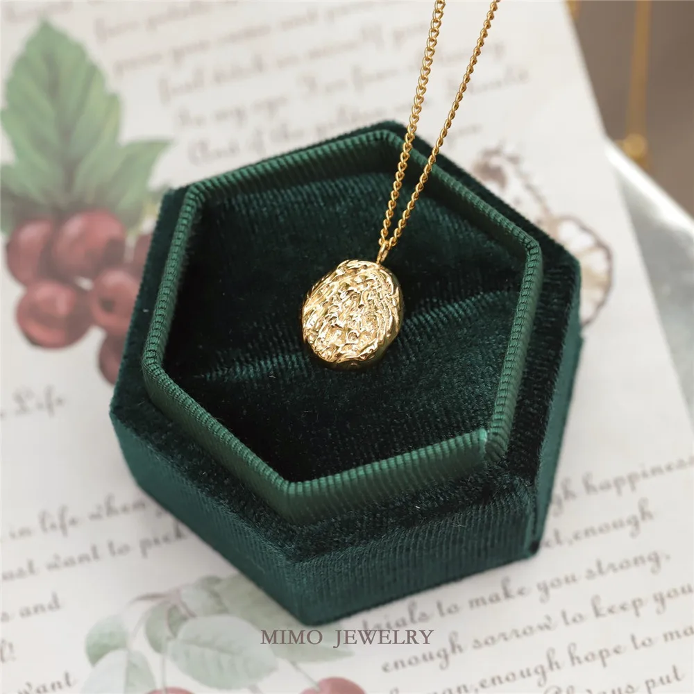 

Titanium steel gold plated irregular elliptical wire drawing concave and convex texture pendant clavicle chain DIY accessories
