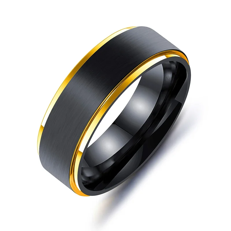 Новое Klassieke 8 мм Regenboog Kleurrijke Titanium Stalen Ring Zwart Geborsteld Wedding Band Mannen