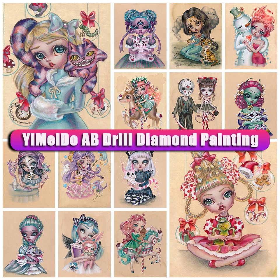 

YiMeido 5D AB Diamond Painting Big Eyes Girl Picture Kit DIY Diamond Embroidery Cartoon Full Drill Rhinestones Mosaic Art Gift
