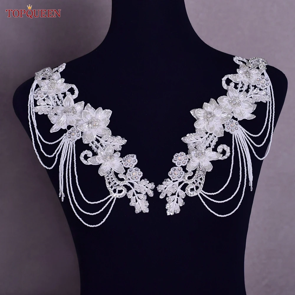 

TOPQUEEN Epaulets Shoulder Decorative Jewelry Fashion Temperament Clothes Applique Accessories Daily Handmade Flower Opal S112A