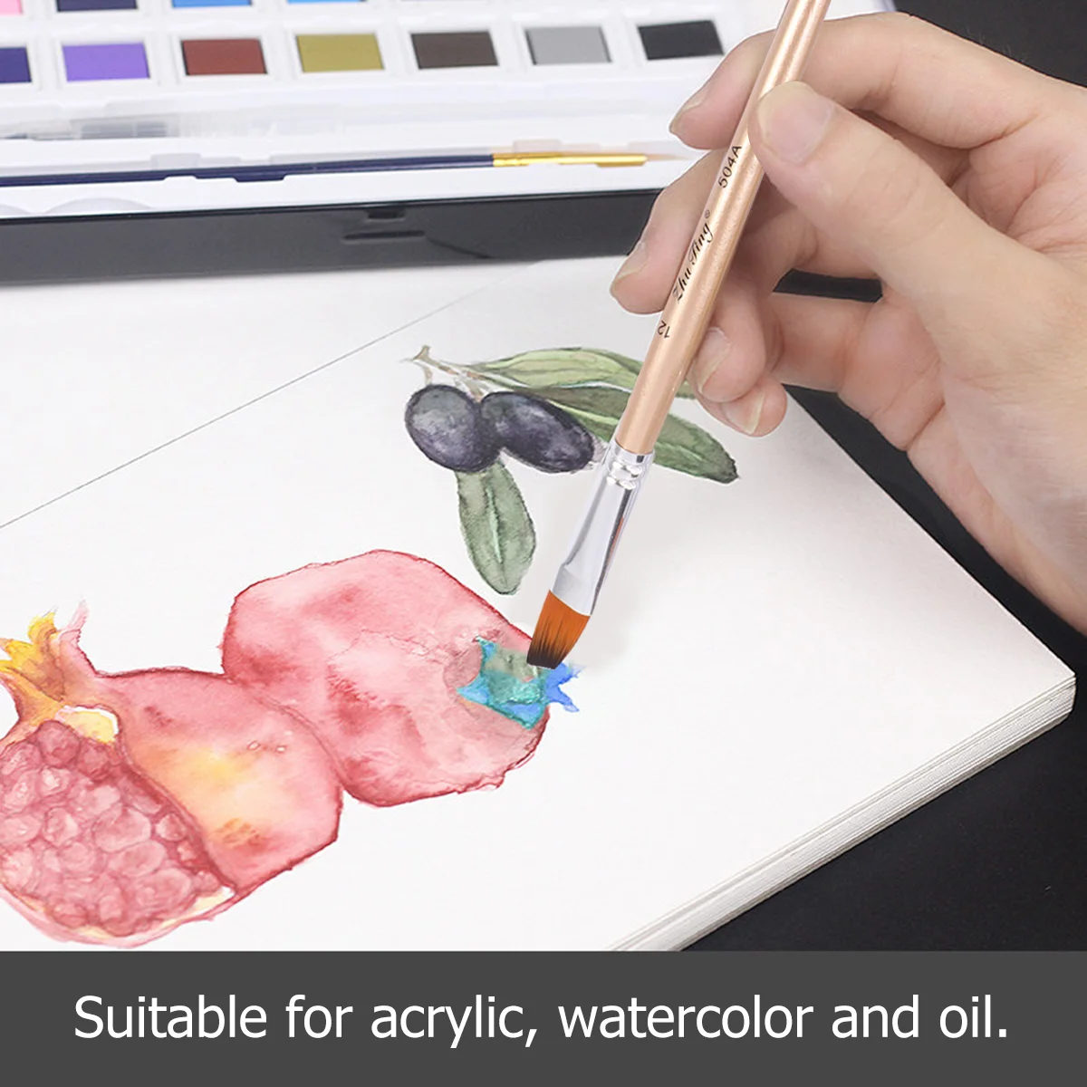 1 Set of 5Pcs Multi-function Nylon Paintbrush Paint Brush Painting Tool for Watercolor Oil (Rose Gold Head)