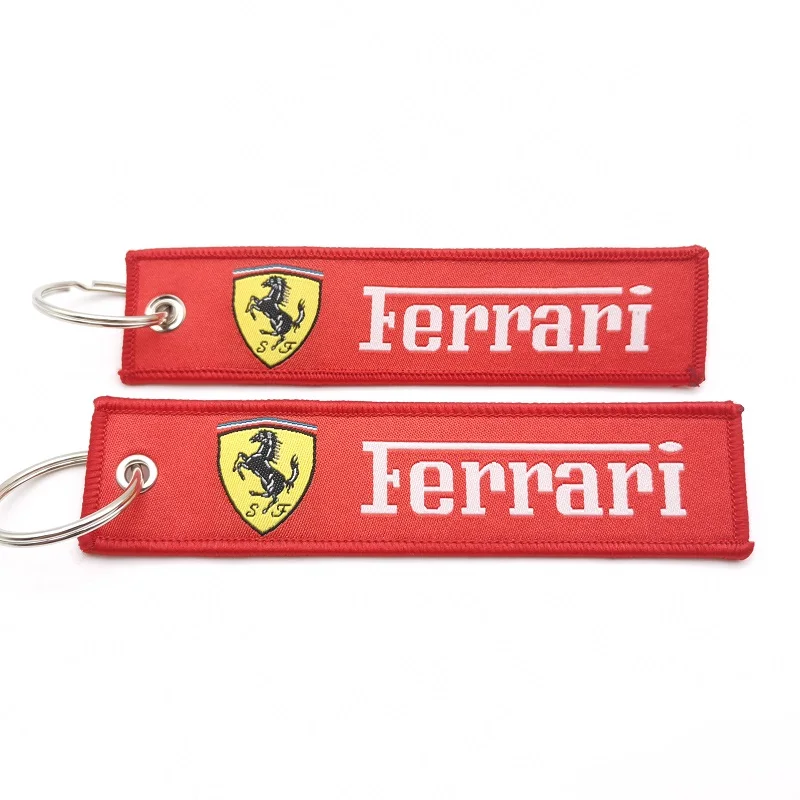 Брелок для ключей с креативным принтом в виде ленты мотоцикла бейдж Ferrari тканевый